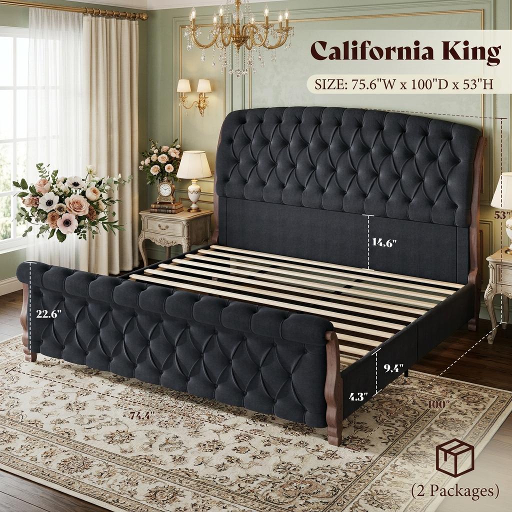 53 tall upholstered queen king california king   - Temu