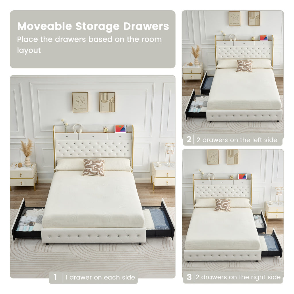 queen bed frame full size platform bed 2 removable - Temu