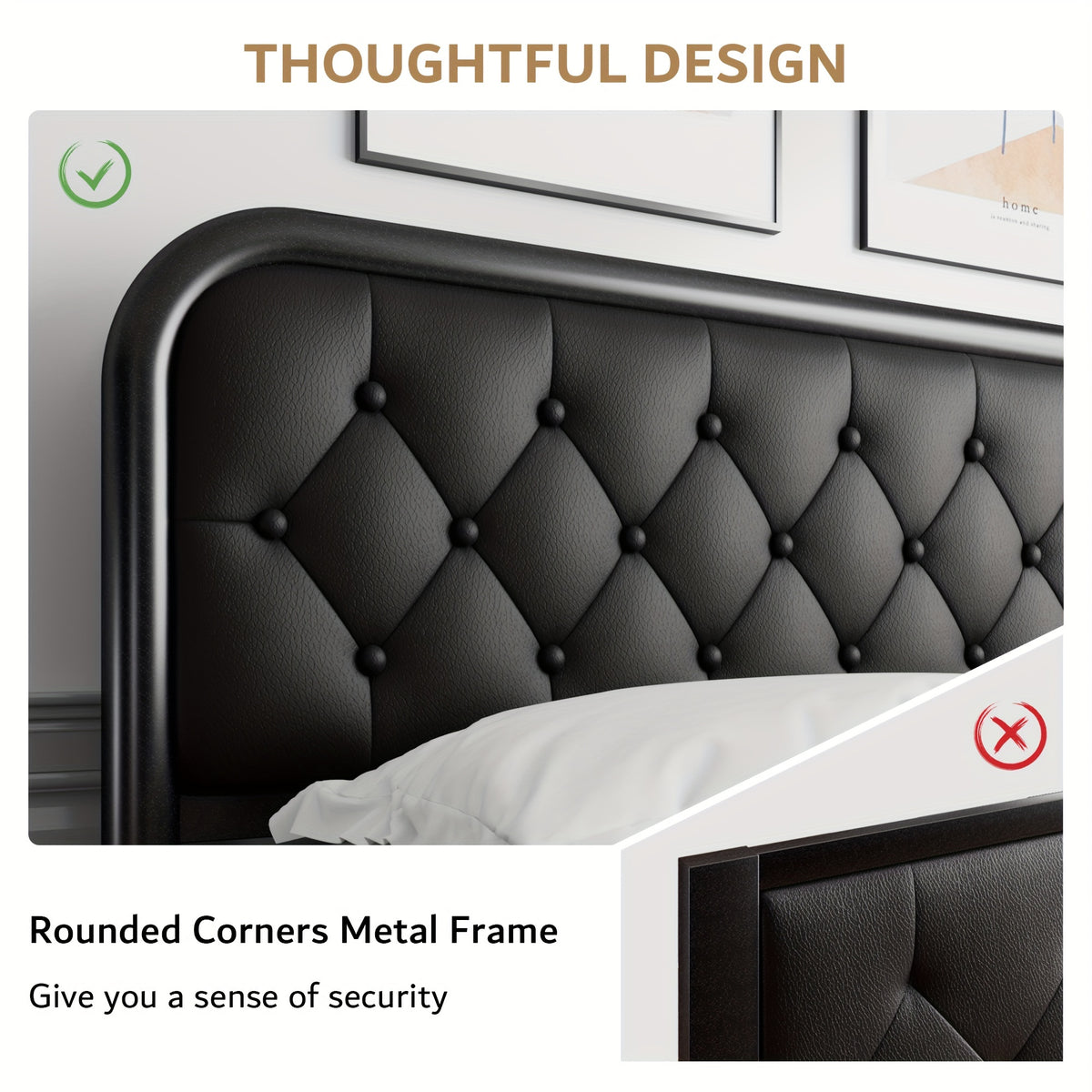 metal bed frame platform bed frame faux leather - Temu