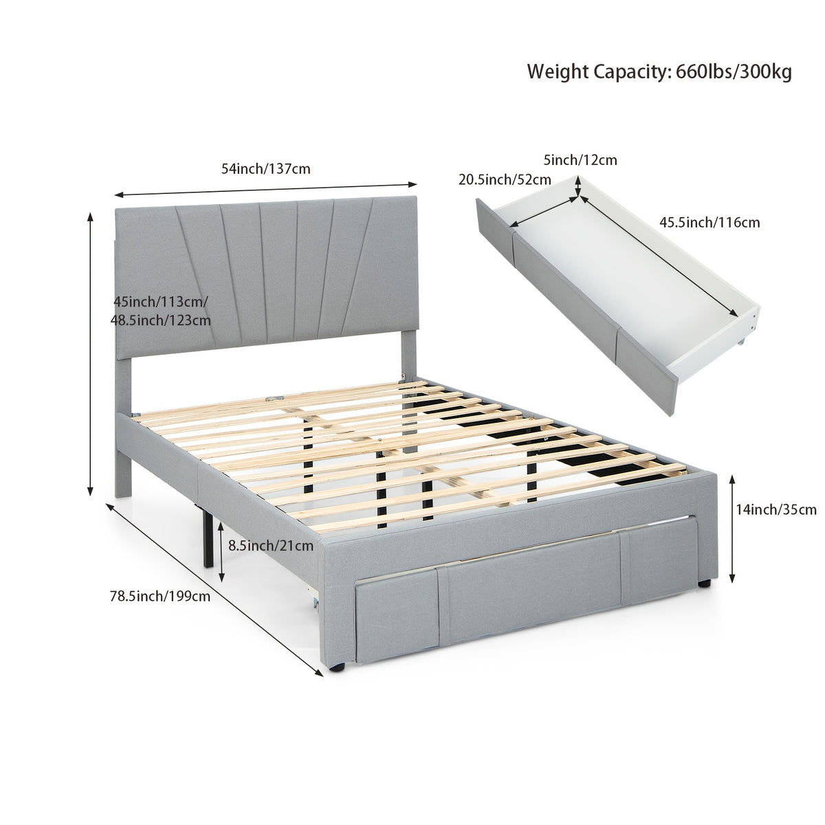 full size upholstered bed frame drawer modern - Temu