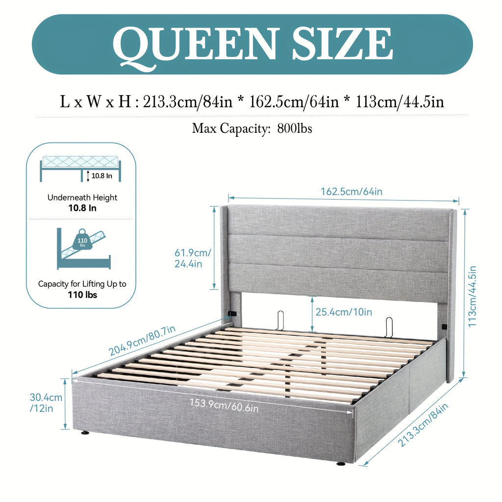 full queen king size lift storage upholstered - Temu