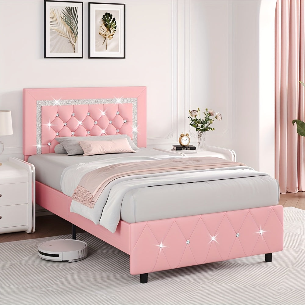 twin full queen king bed frame padded platform bed - Temu