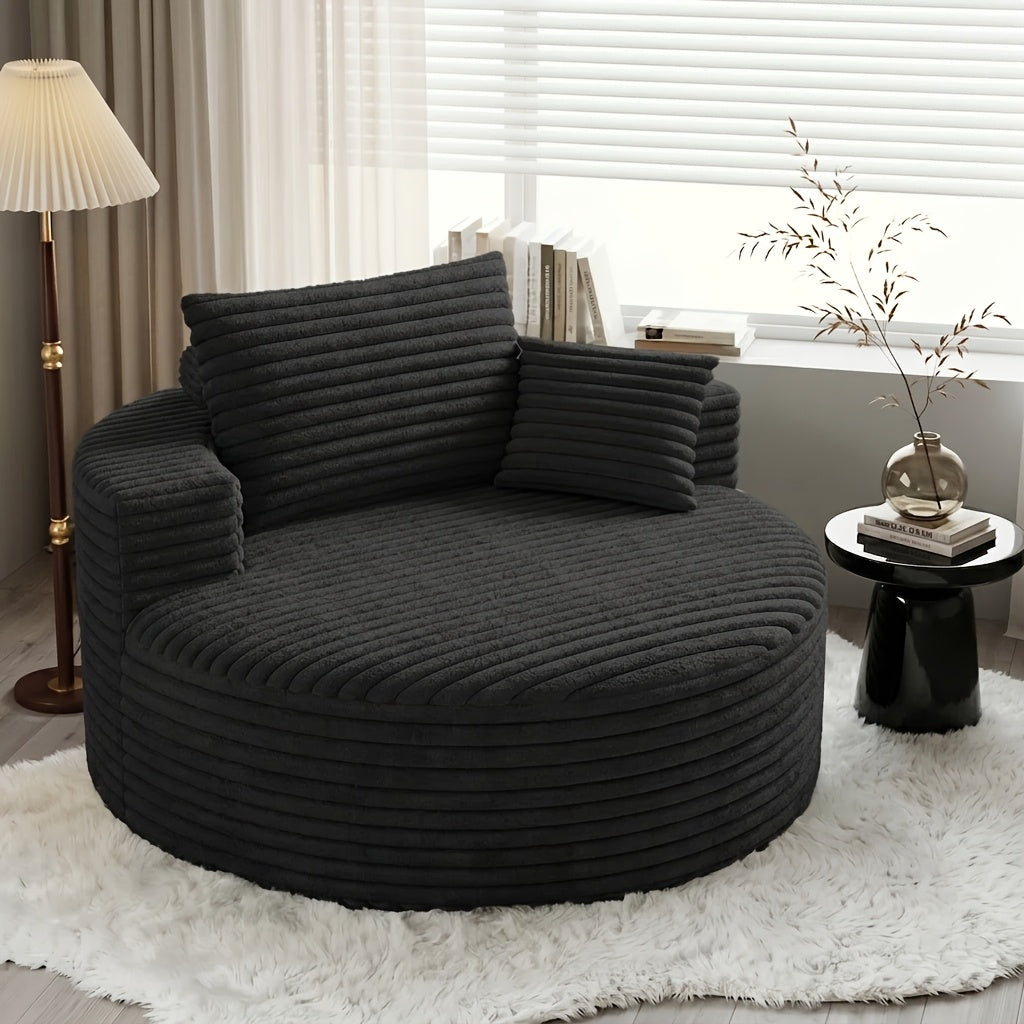 oversized round chaise lounge chair flannel fabric deep seat - Temu