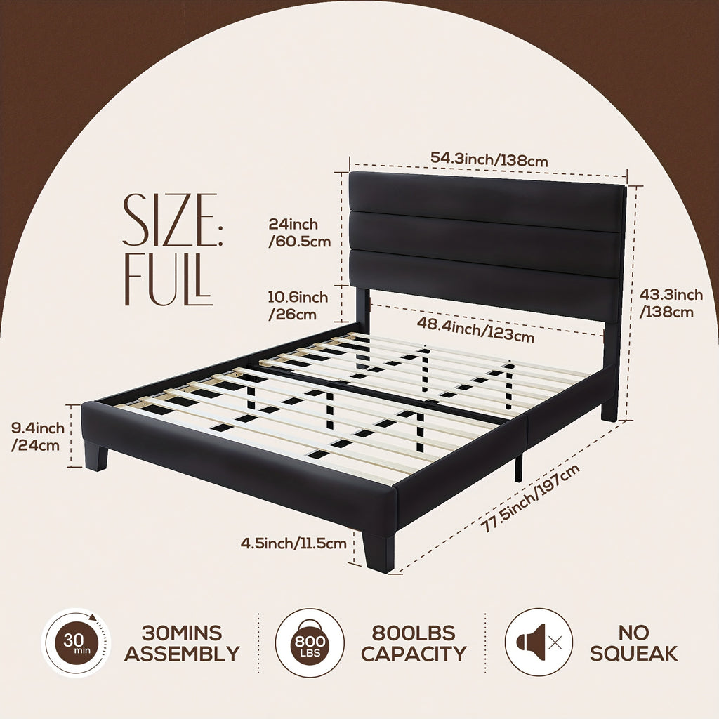 full queen king bed frame platform bed fabric - Temu