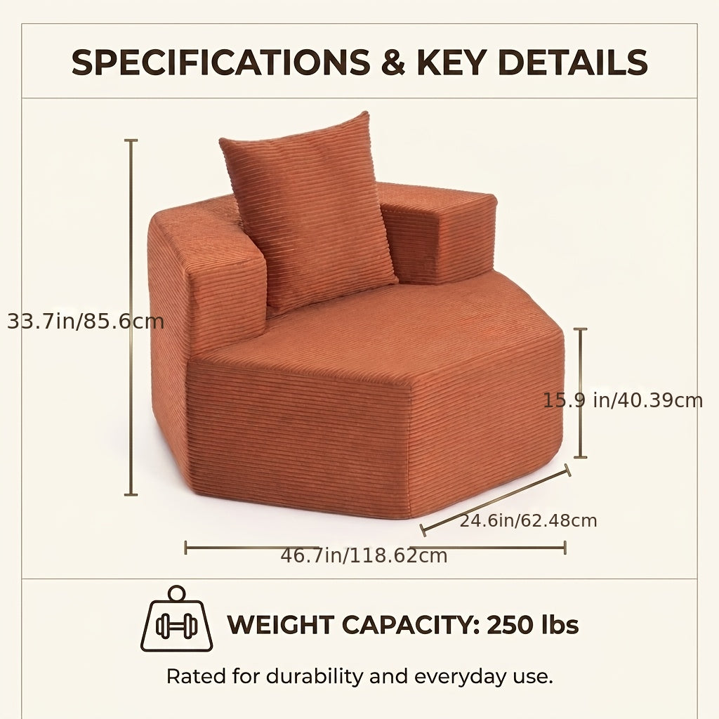 46 7 inch modern corduroy modular floor sofa geometric - Temu