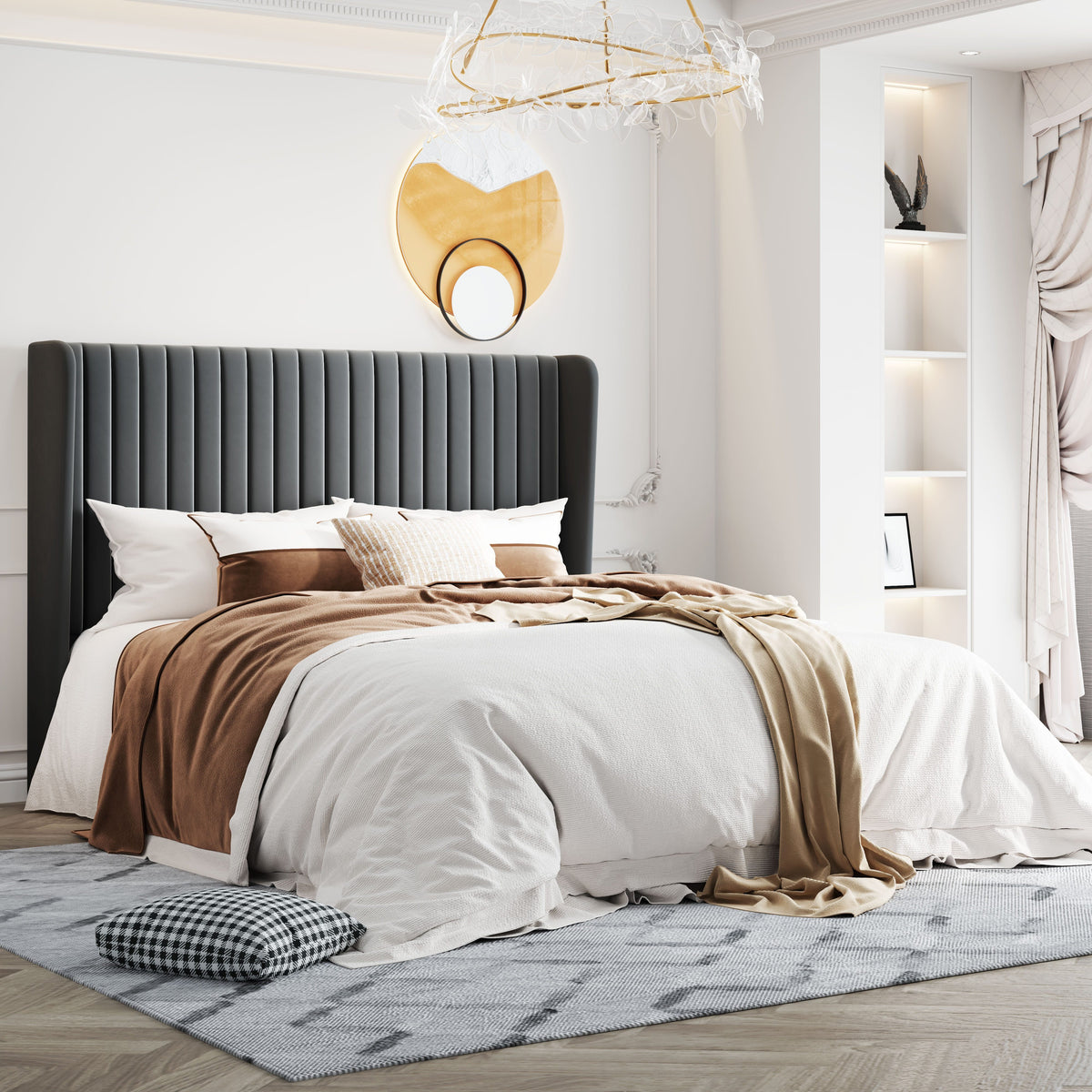 full queen king size velvet upholstered bed frame - Temu