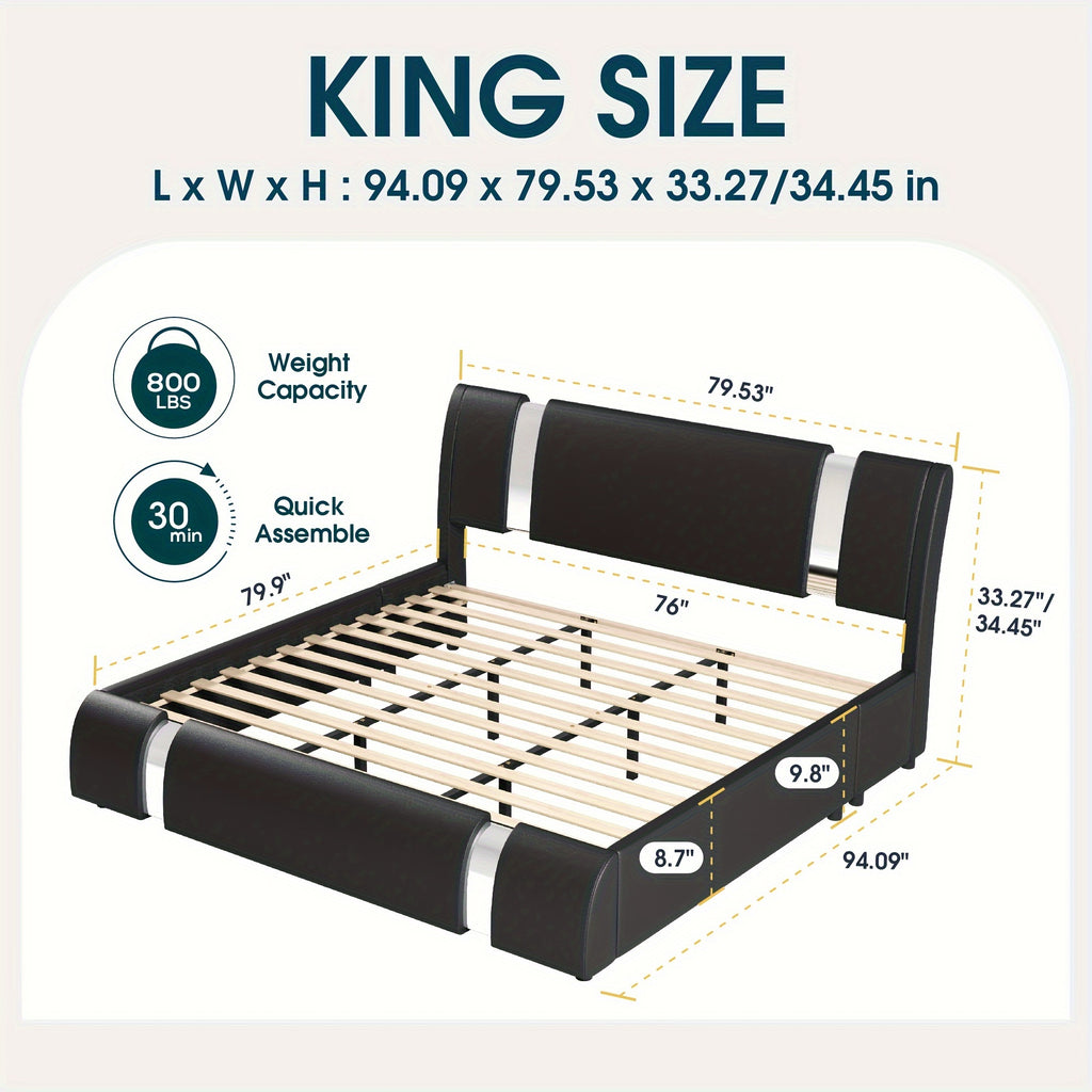 bed frame modern iron pieces decor faux leather - Temu