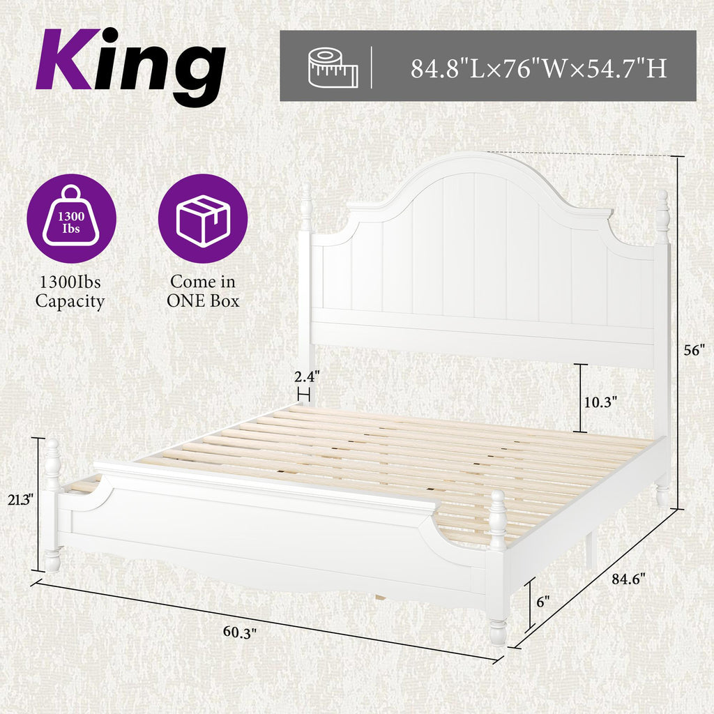 classic wooden bed frame a high arched headboard - Temu