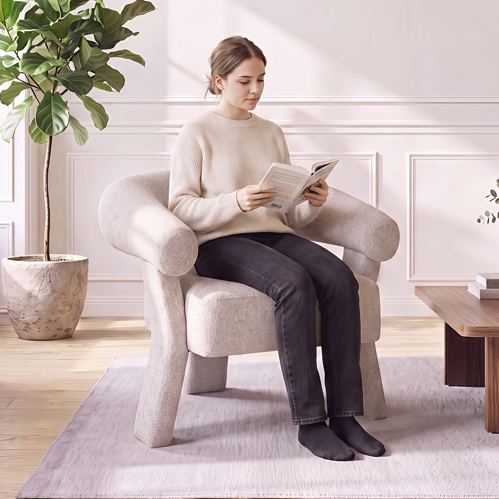 modern   boucle accent chair curved   armchair - Temu