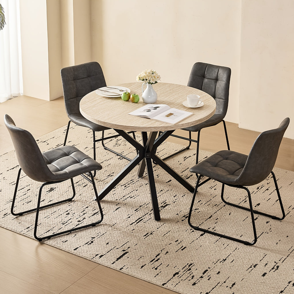 39 modern round 5pcs dining set natural wood grain - Temu