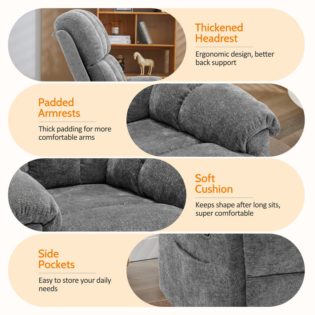 chenille manual swivel rocking chair comfortable fabric high - Temu