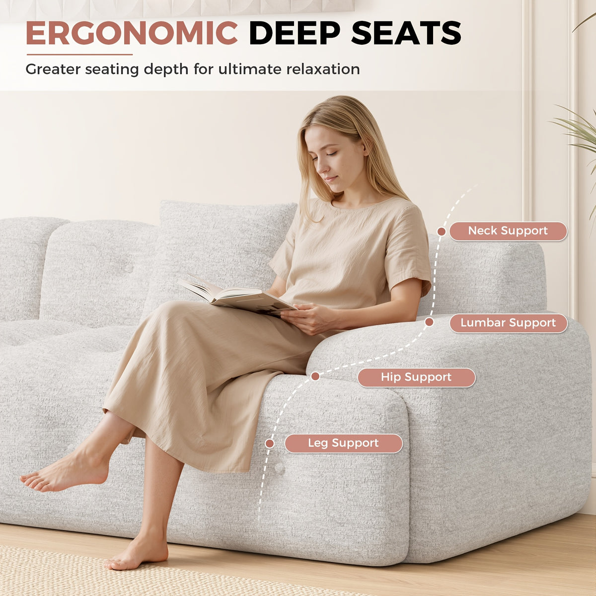 114 oversized 3 seater cloud couch modern boneless sofas - Temu