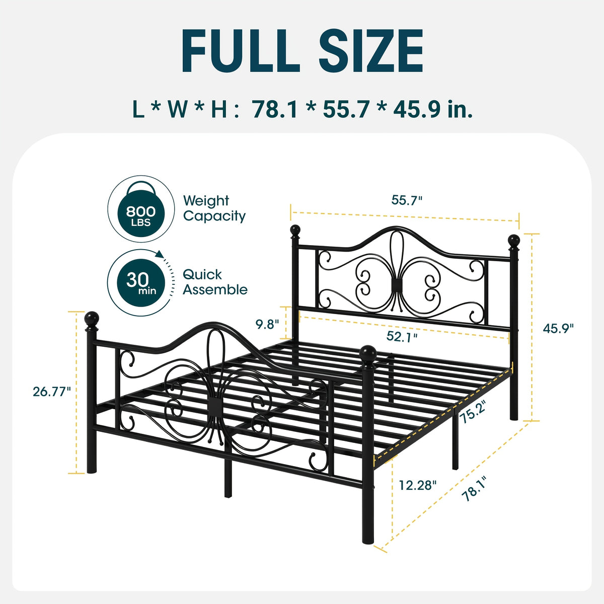 metal bed frame headboard platform bed   - Temu