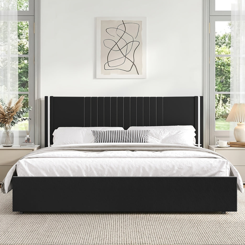 full queen king bed size frame velvet upholstered - Temu