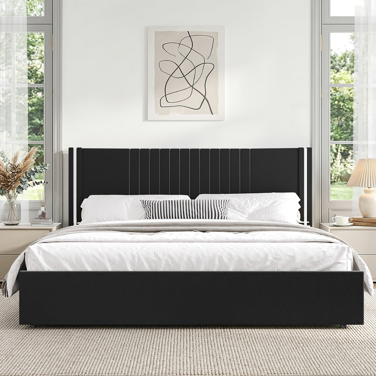 full queen king bed size frame velvet upholstered - Temu