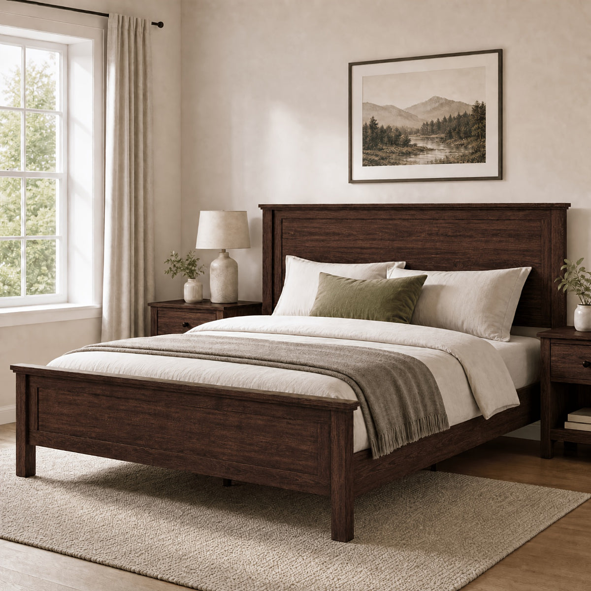 full queen king size farmhouse platform bed frame - Temu