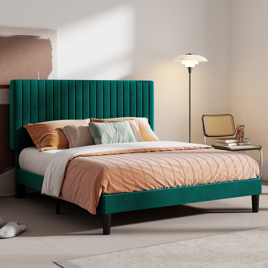 velvet upholstered bed frame adjustable headboard - Temu