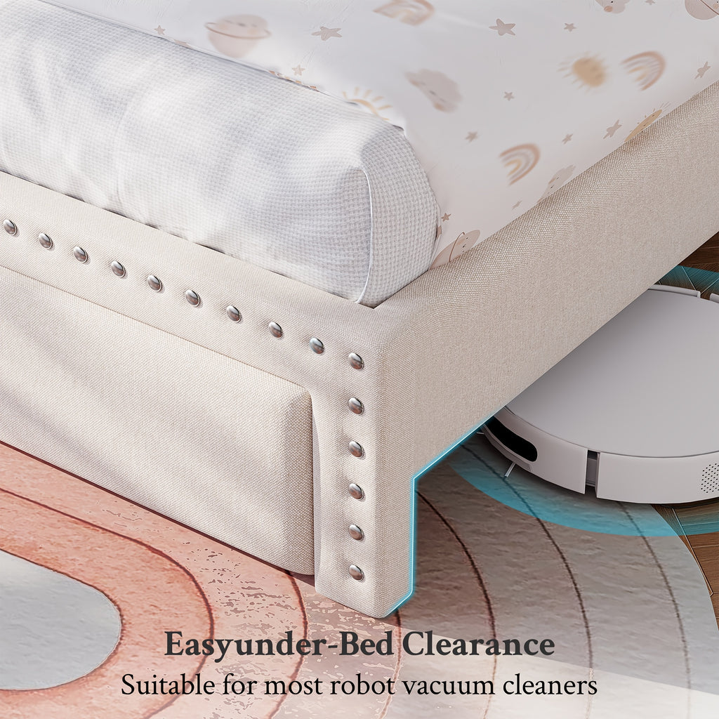 king size upholstered bed frame   2 underbed - Temu