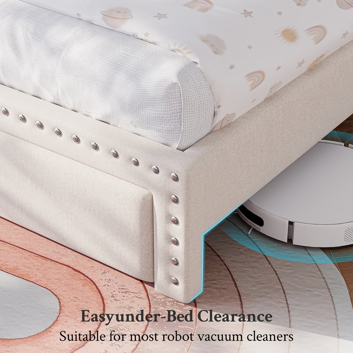 king size upholstered bed frame   2 underbed - Temu