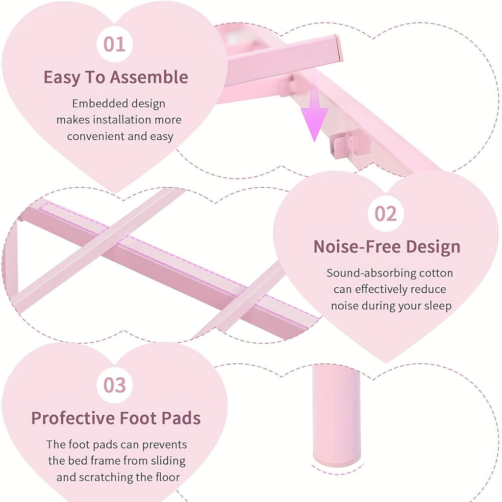 twin full queen size metal platform bed frame heart shaped - Temu