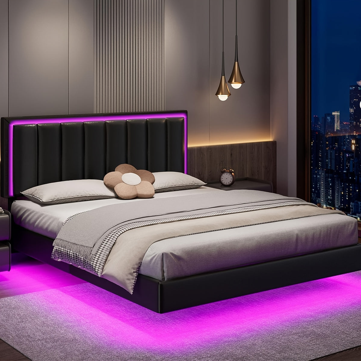 full queen king size floating bed frame led lights - Temu