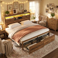 king size farmhouse bed frame charging station led lights 51 - Temu