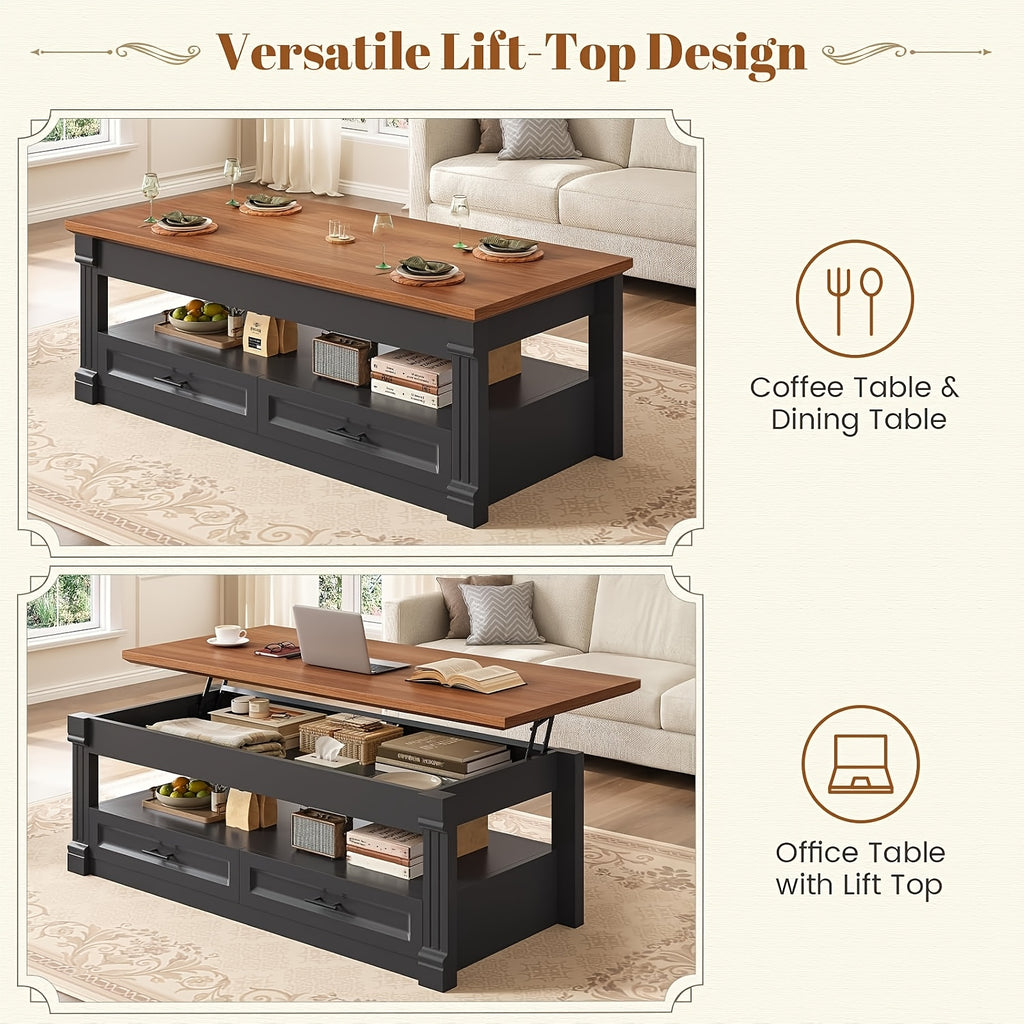lift top coffee table 2 storage drawers hidden compartment - Temu