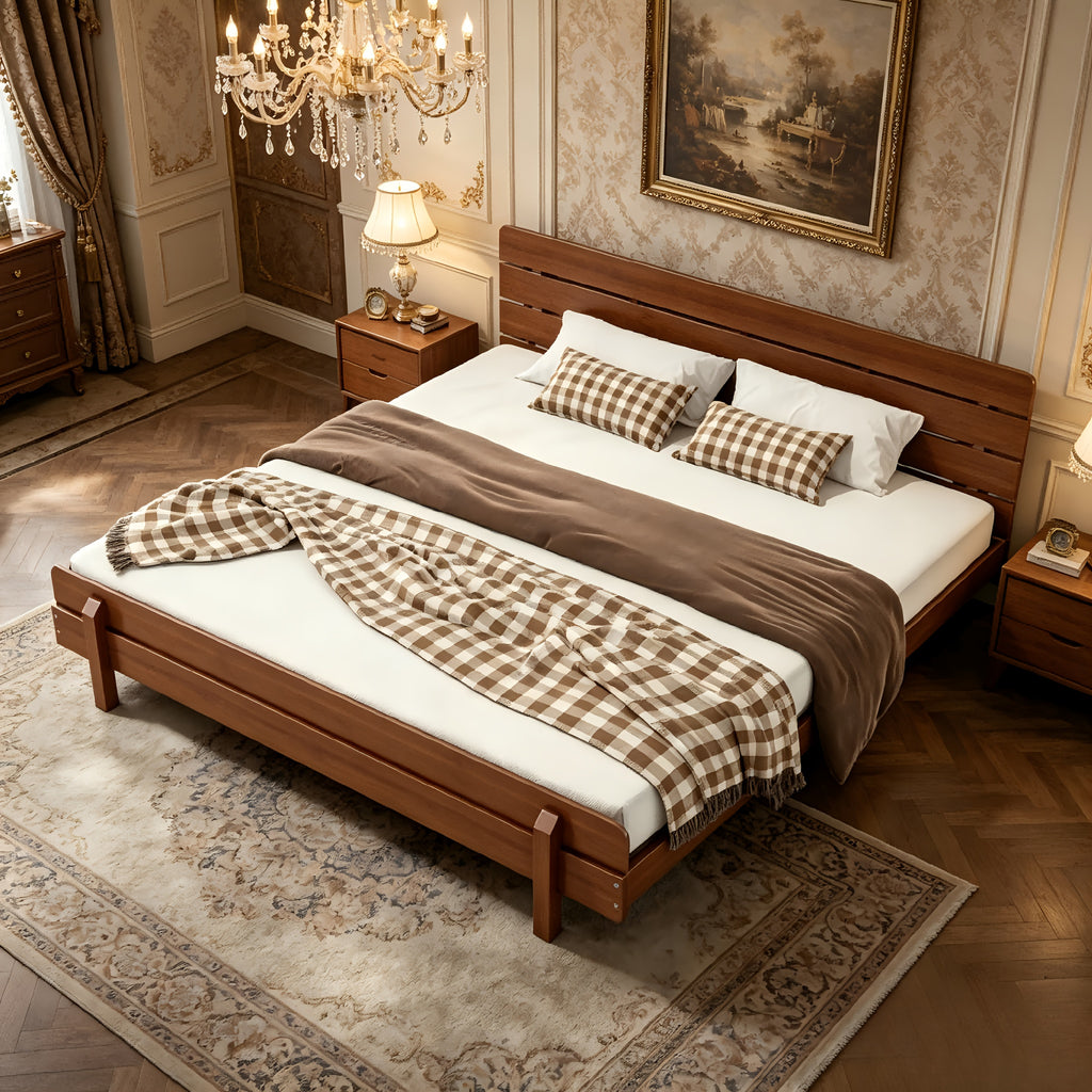 king size bed frame stylish headboard reinforced - Temu