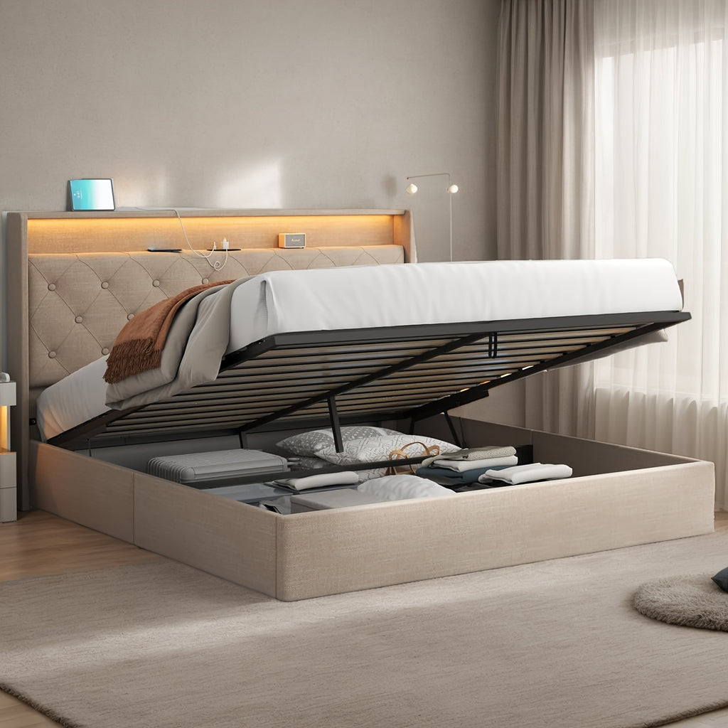 hydraulic lift upholstered bed frame   bed - Temu