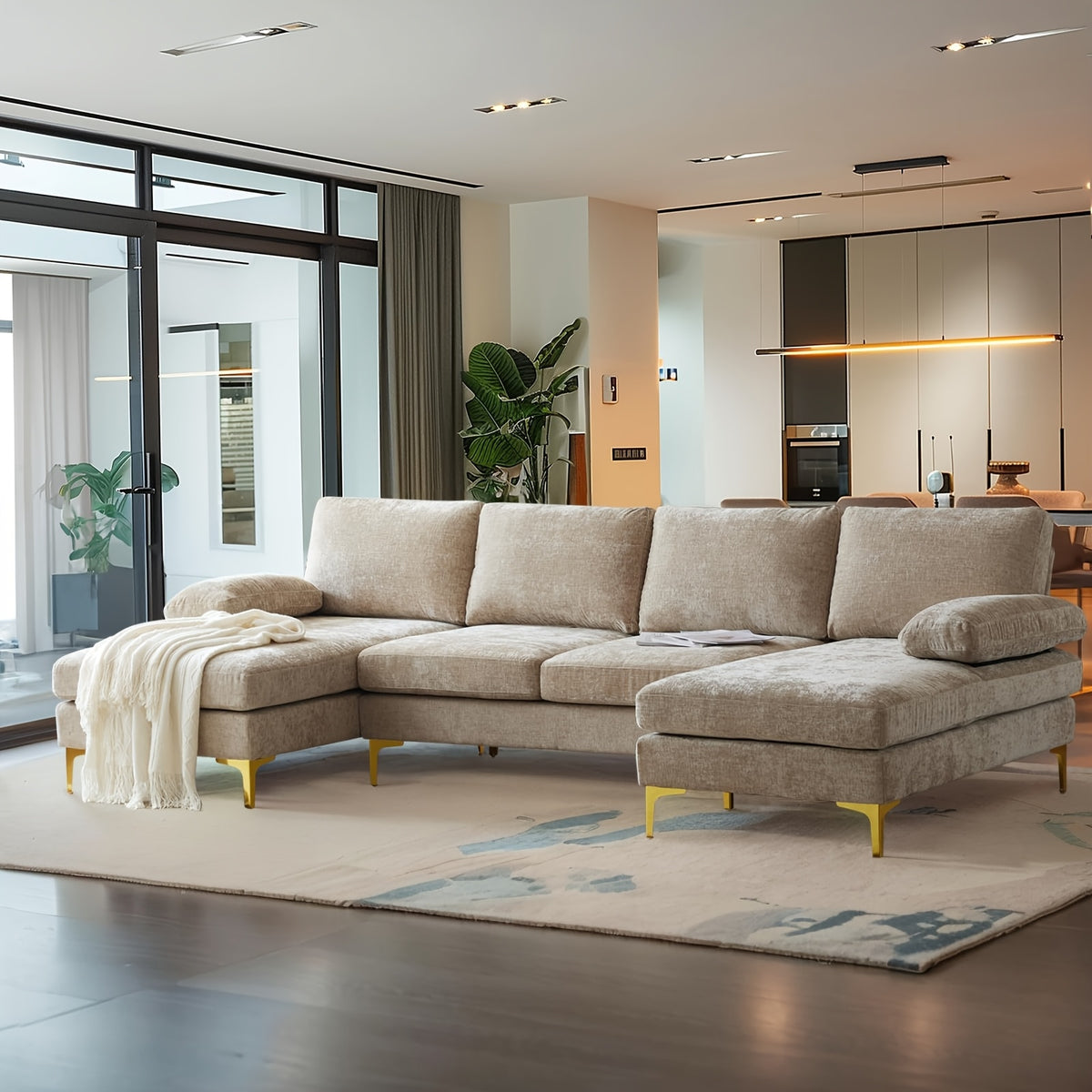 boonlo 110 w large u shape sectional sofa couch 51   - Temu