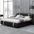 contemporary platform bed frame made faux leather featuring - Temu