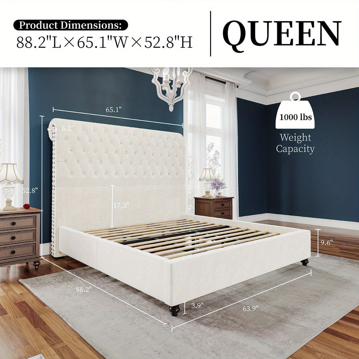 upholstered platform bed frame 52 8 inch sleigh - Temu