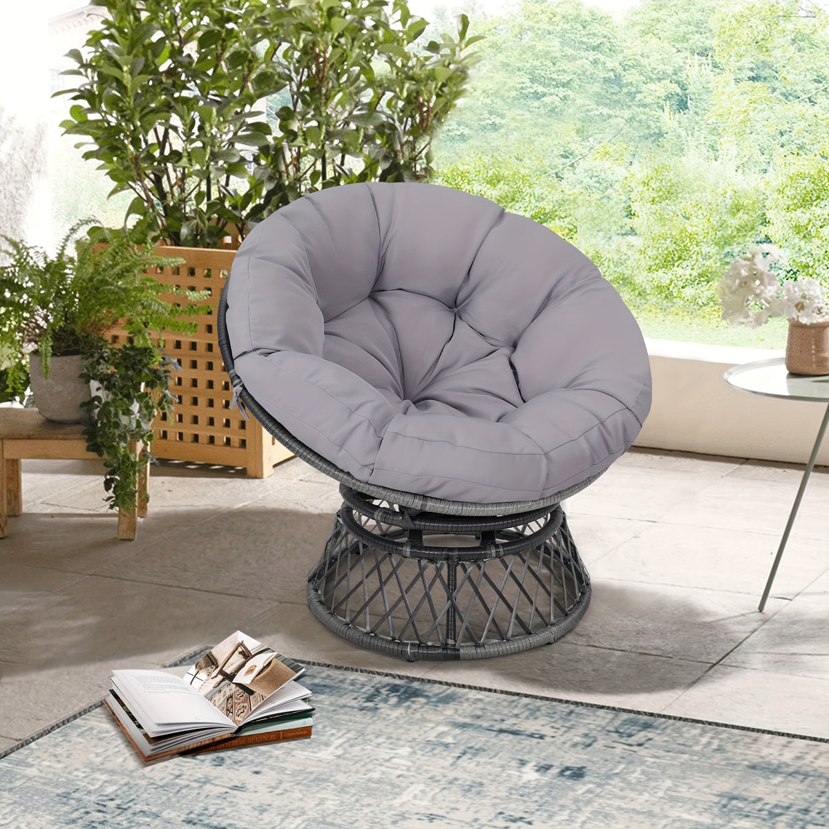 37 wicker papasan circle chair 360 swivel outdoor furniture - Temu