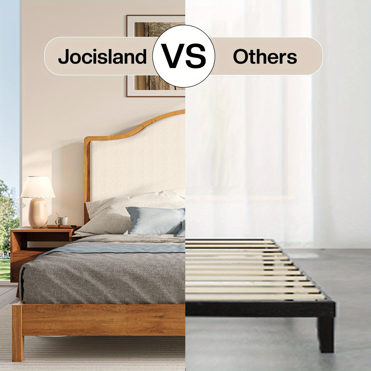 solid wood platform bed frame upholstered curved - Temu
