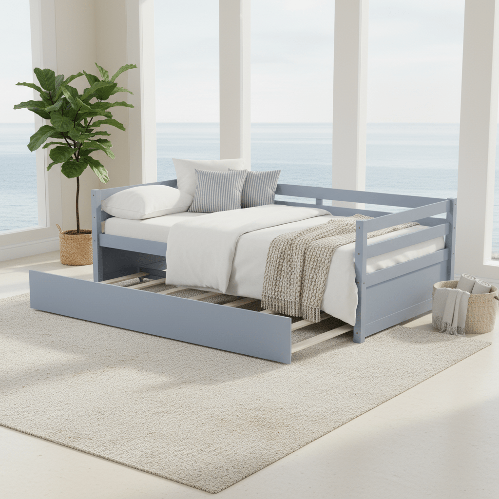daybed trundle in wood twin size frame featuring pull - Temu
