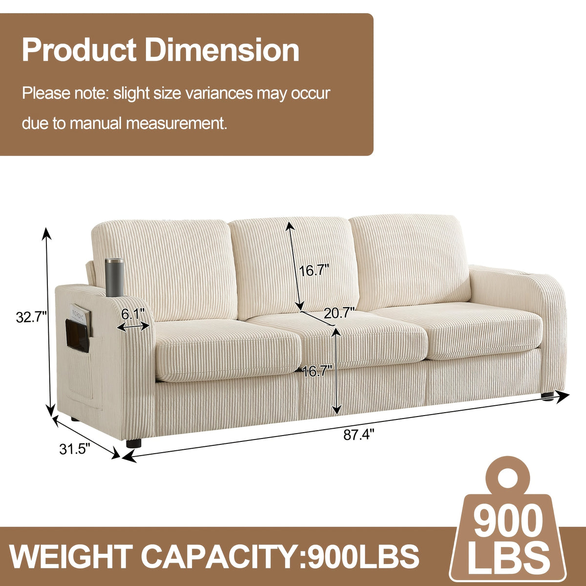 87 4 oversized 3 seater corduroy couch modern upholstered - Temu