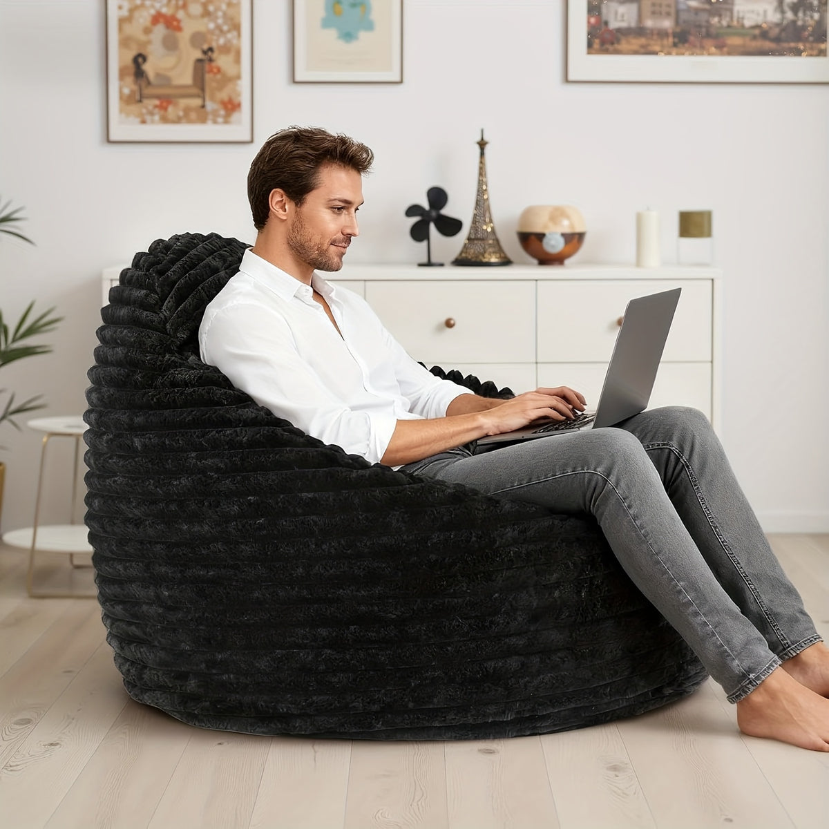 memory foam bean bag chair 39 inch backrest armrests comfy - Temu