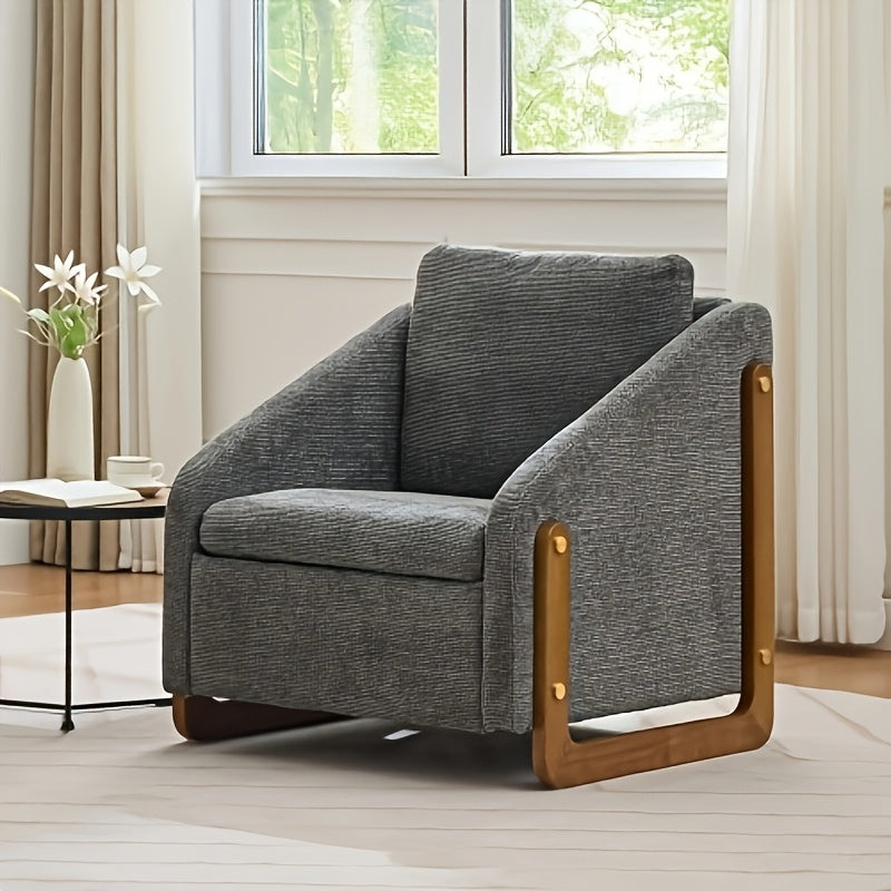 modern upholstered armchair wooden side frame accent leisure - Temu