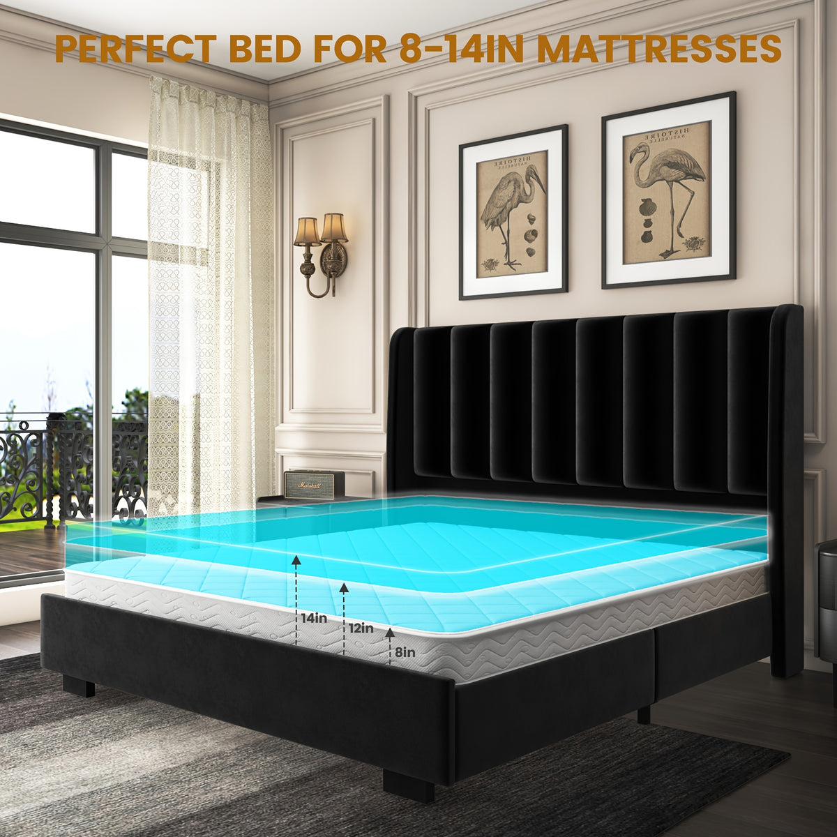 queen size upholstered bed frame   2 tall headboard - Temu