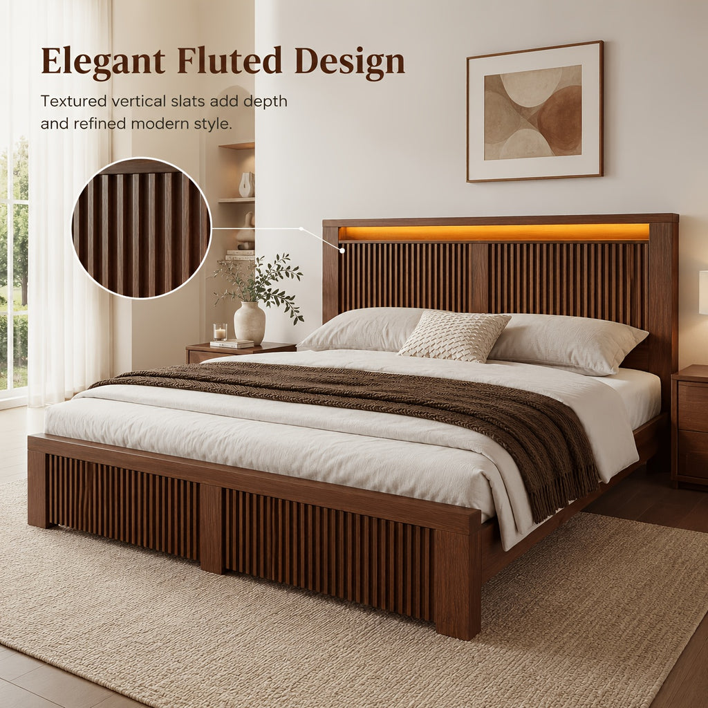 multifunctional bed frame storage shelf led light usb ports - Temu