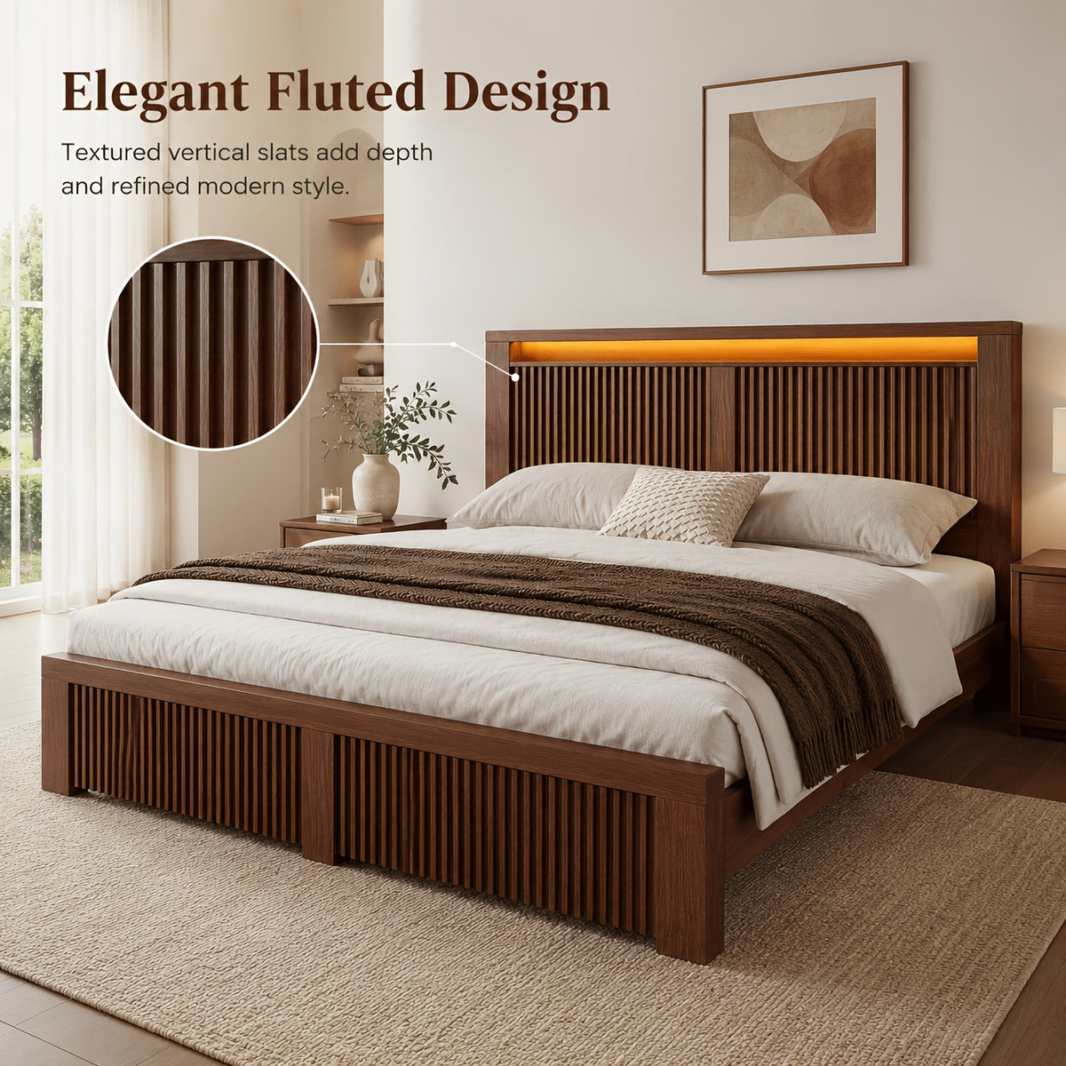 multifunctional bed frame storage shelf led light usb ports - Temu