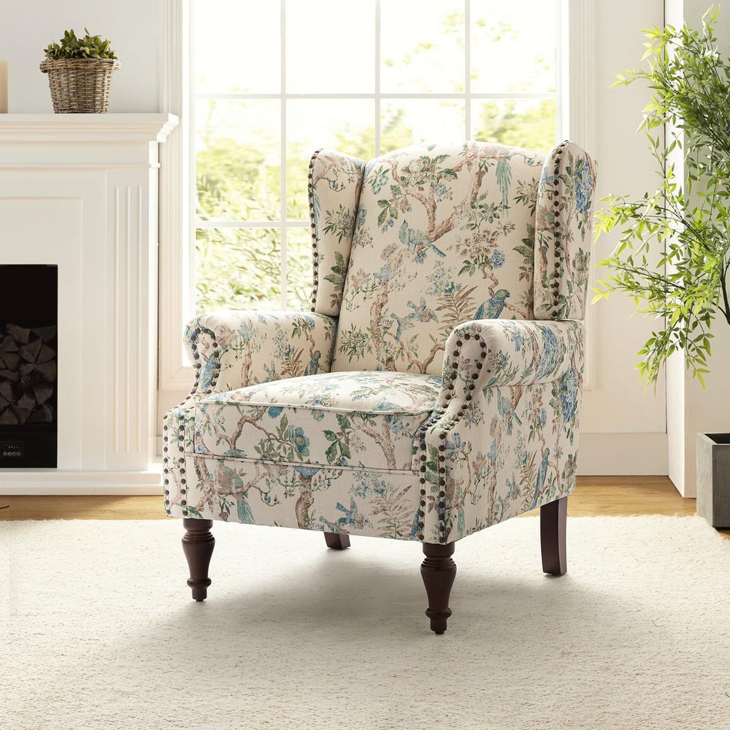 wingback accent chair floral   traditional - Temu