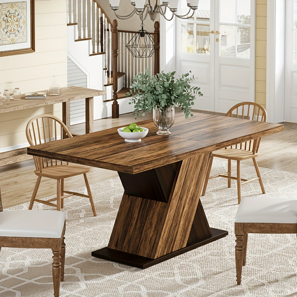 farmhouse dining table 4 6 people 55 inch rectangle kitchen - Temu