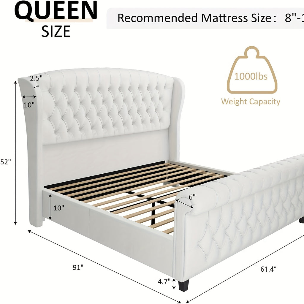 platform bed frame chenille upholstery featuring a scroll - Temu