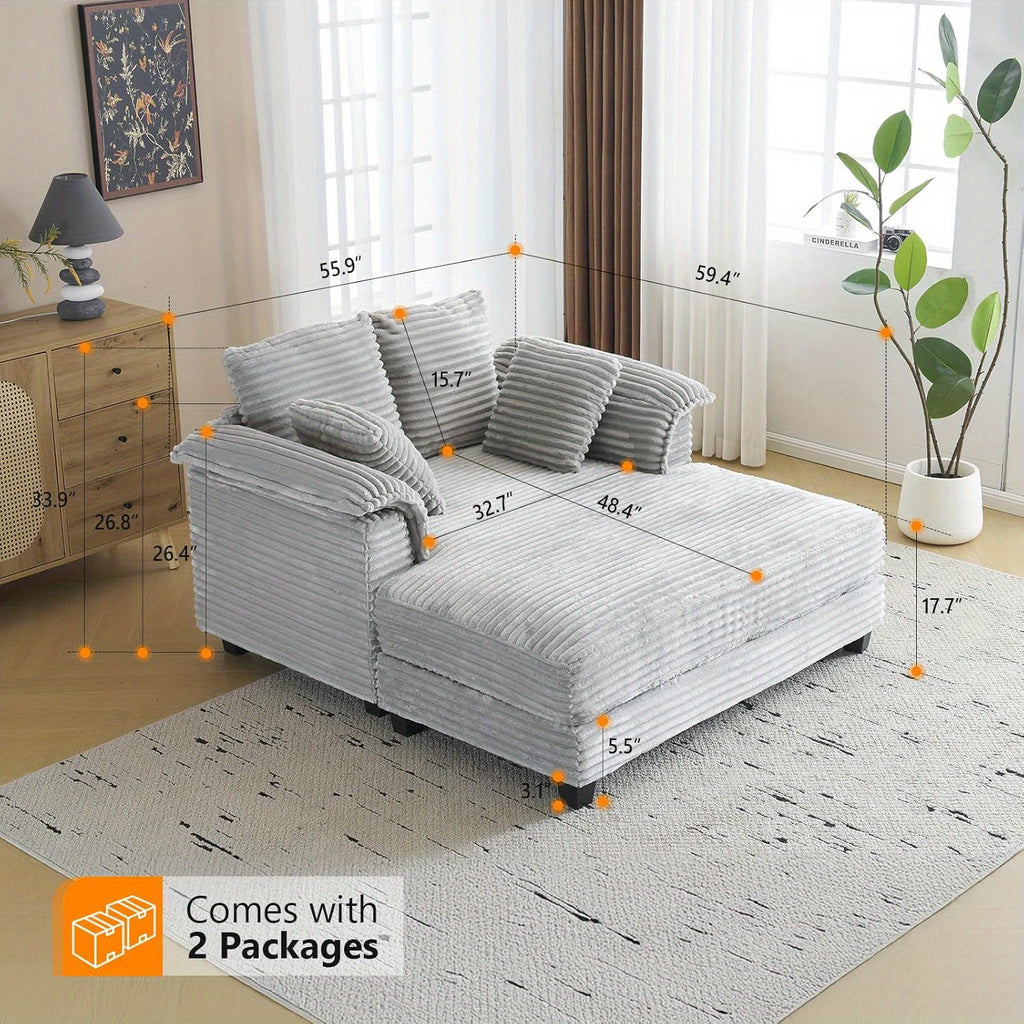 lounge sofa 56 oversized reading sofa corduroy chaise - Temu