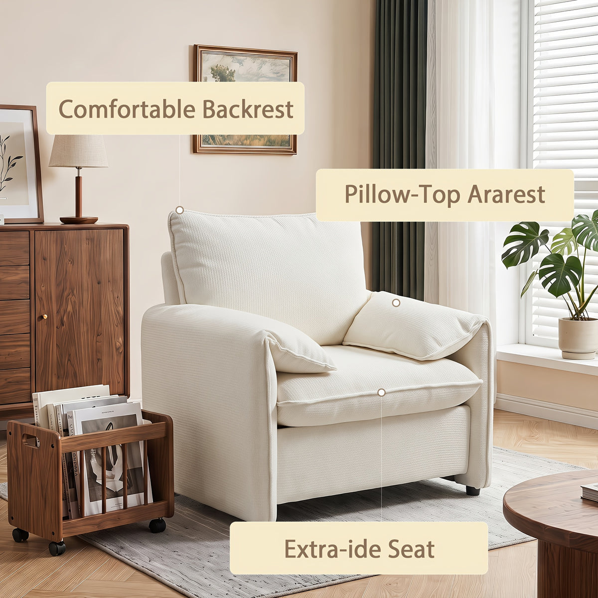 37 deep seat oversized accent chair comfy chenille - Temu