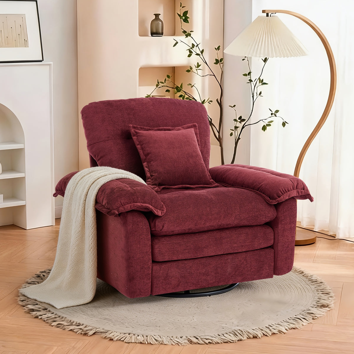 modern chenille swivel accent chair 360 rotation double - Temu