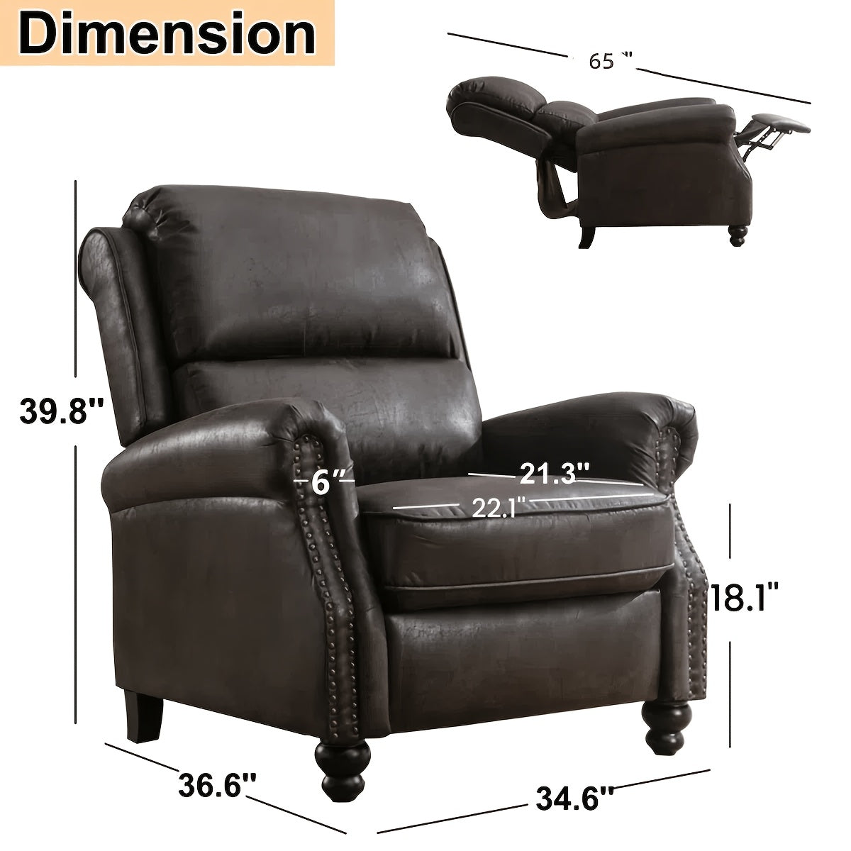 recliner chair faux leather armchair push back - Temu