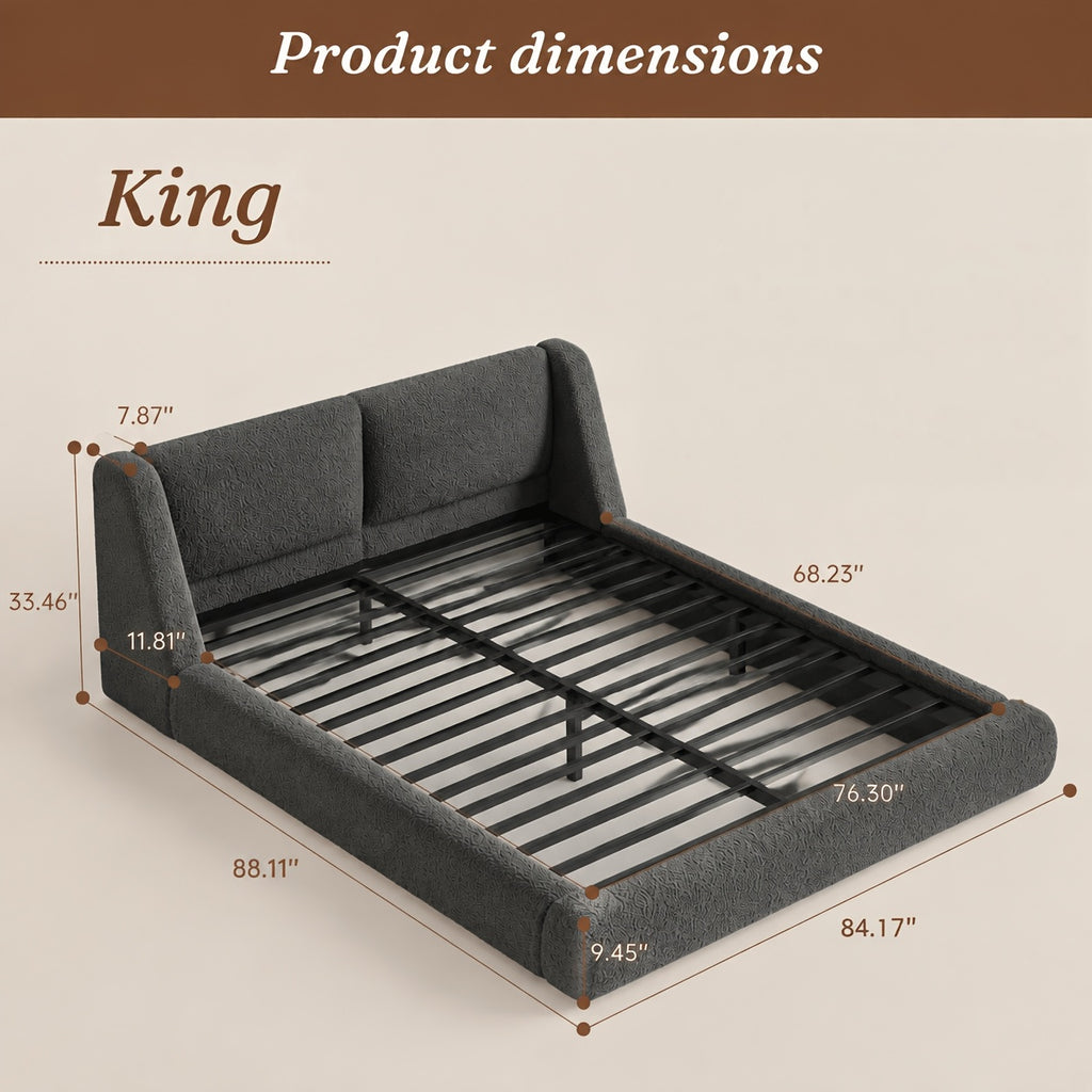 bohemian cloud bed frame queen size 5 sherpa headboard low - Temu