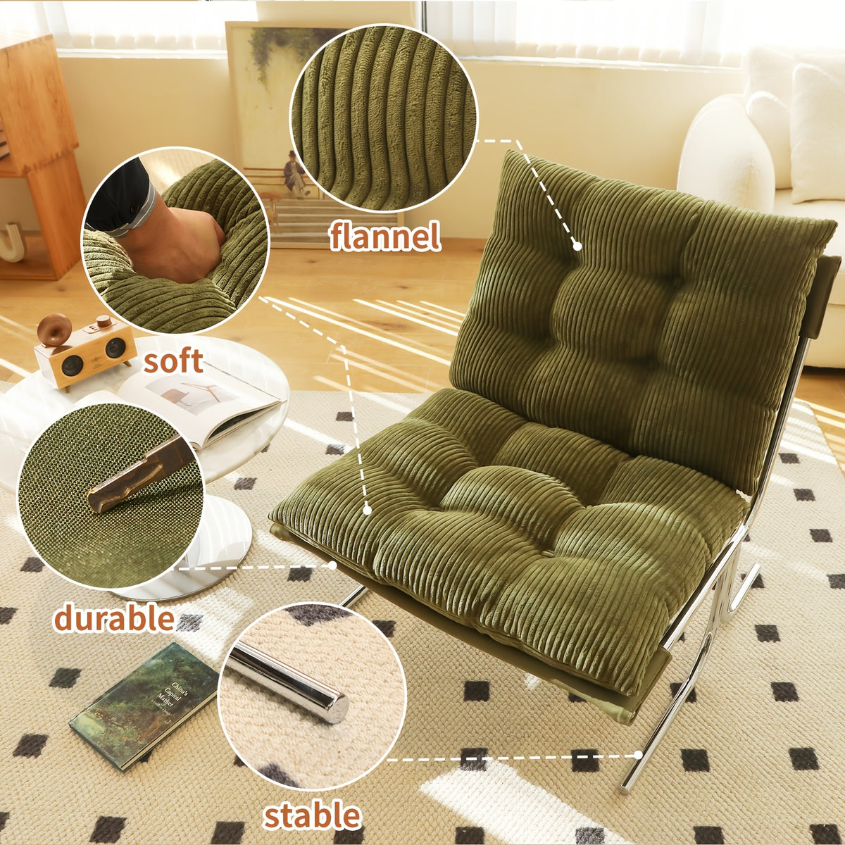 faux leather accent chair chrome metallegs armless modern - Temu
